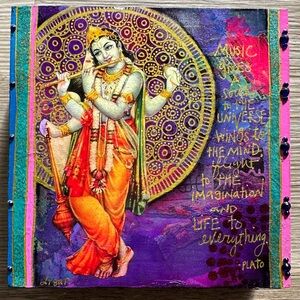 Buddha on canvas mixed media one of a kind wall art 6” x 6”